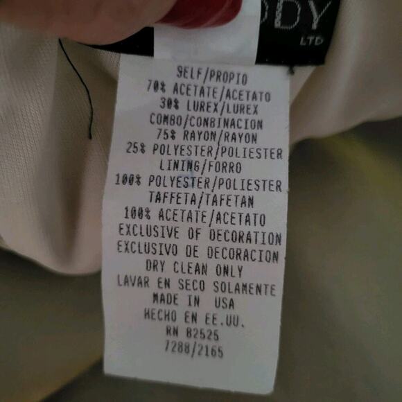 VTG Gold Evening Gown Sz 4 Formal Dress Short Sleeve 90s USA Old Hollywood Glam - Picture 15 of 15